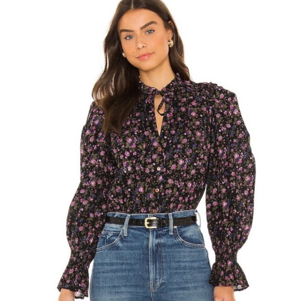 Women’s Free People Meant to Be Blouse in Black Combo - Picture 2 of 11